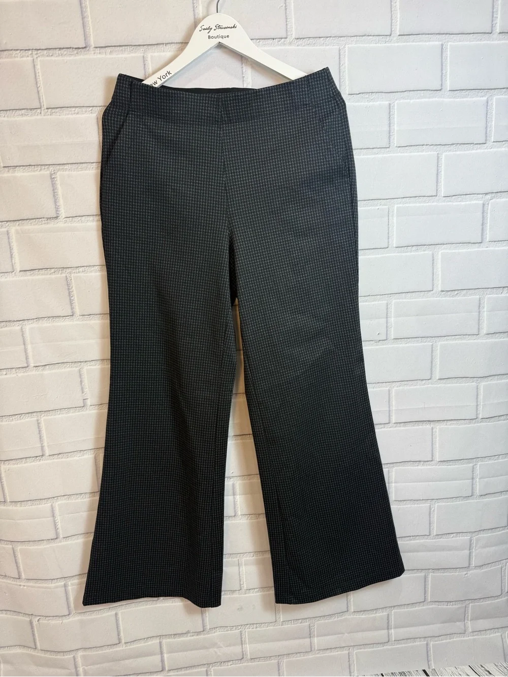 Max Studio London Bootcut Pants Gray Black Stretch Career Dress Pants Size L NWT
